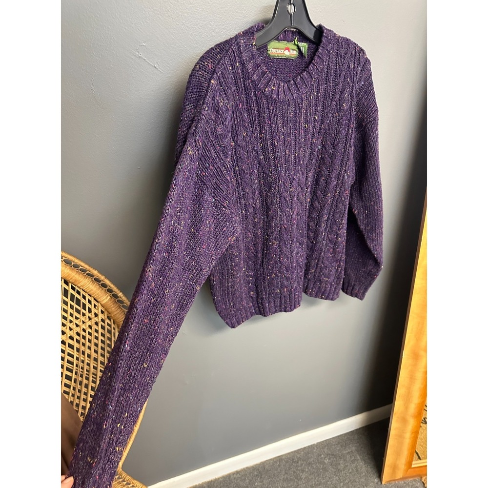 Vintage Outback Red Womens M‎ Cable Knit Fisherman Sweater Purple Speckle Casual